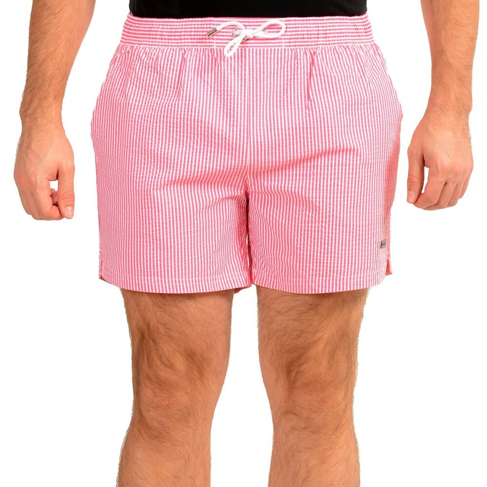 Hugo Boss Men's "Velvetfish" Striped Swim Board Shorts US XL IT 54